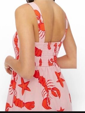 Like New Size 20 J. Crew Factory Pink Maxi Dress with Lobster and Starfish Print